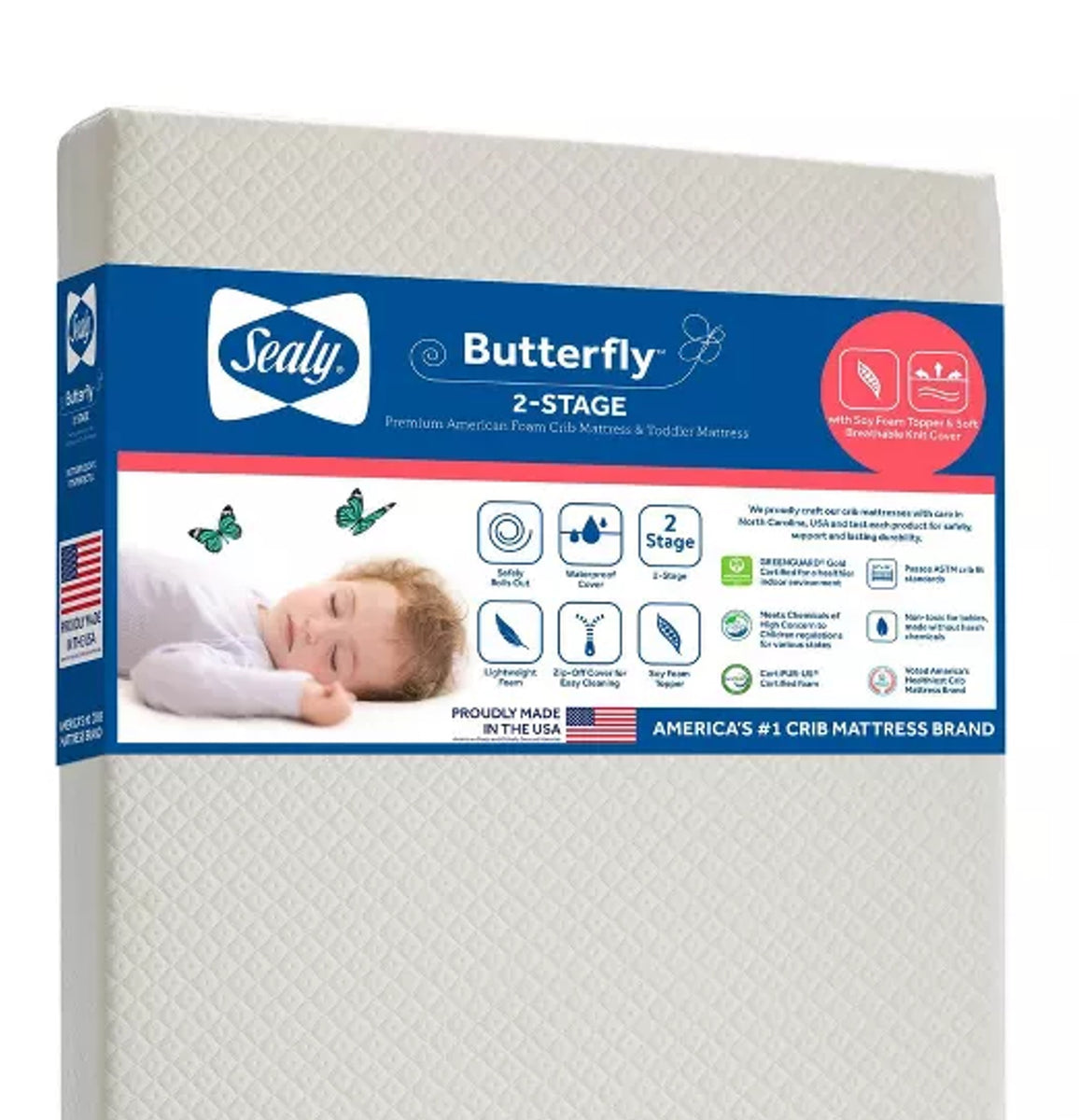 Sealy® Butterfly™ 2Stage Breathable Knit Crib and Toddler Mattress