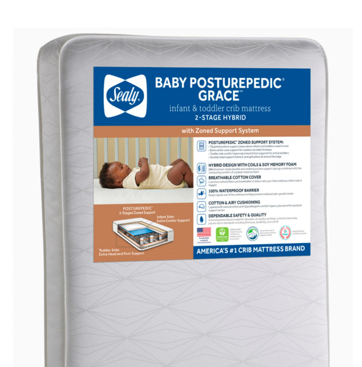 Sealy® Baby Posturepedic Grace 2Stage Hybrid Crib and Toddler Mattres