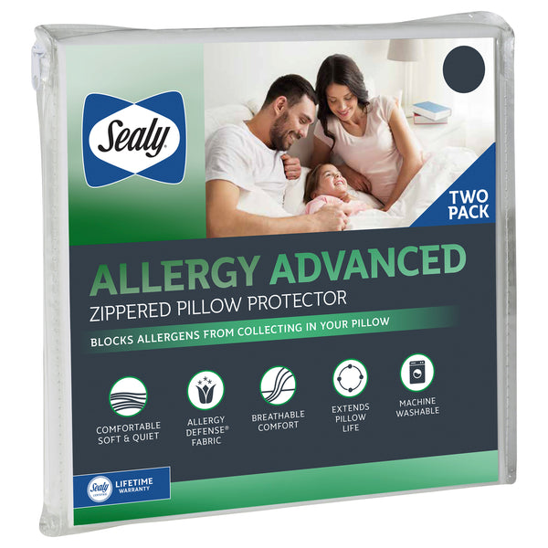 Sealy Allergy Advanced Zippered Pillow Protector - 2 Pack