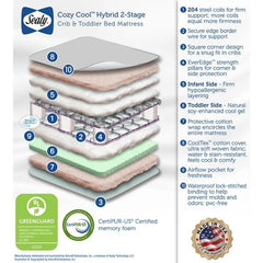 Sealy Cozy Cool Hybrid 2 Stage Coil Gel Baby Toddler Crib Mattre