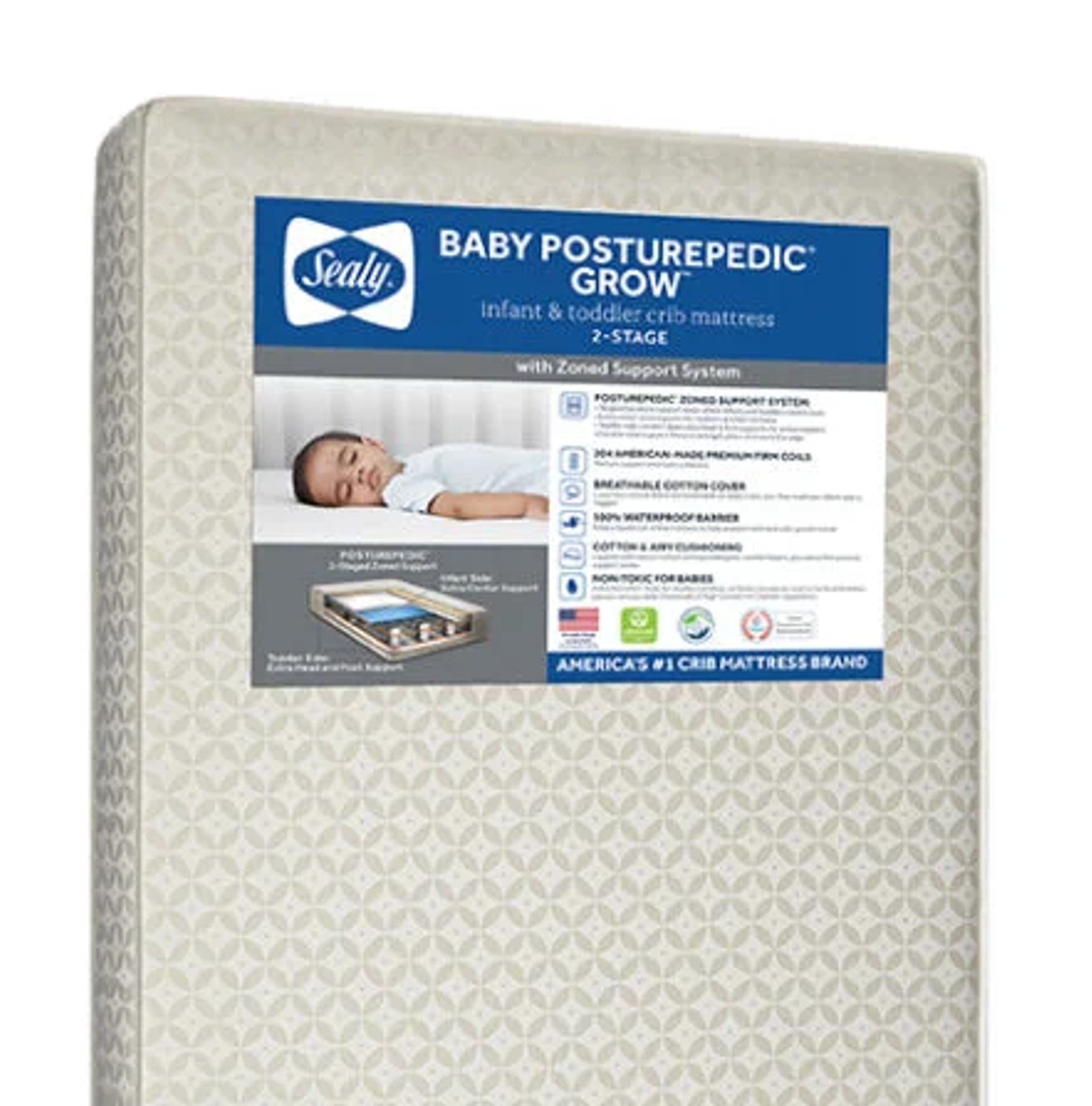 Sealy Baby Posturepedic Grow 2 Stage Crib Mattress and Toddler Mattre